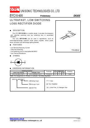 BYC10-600 Datasheet PDF Unisonic Technologies