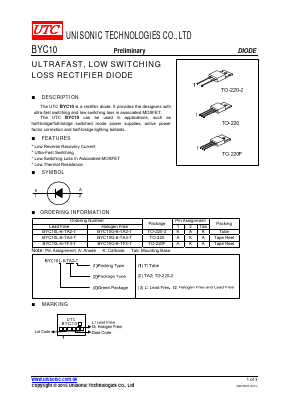 BYC10G-6-TA2-T Datasheet PDF Unisonic Technologies
