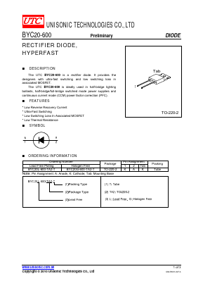 BYC20G-600-TA2-T Datasheet PDF Unisonic Technologies
