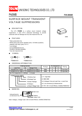 P6SMB20A Datasheet PDF Unisonic Technologies