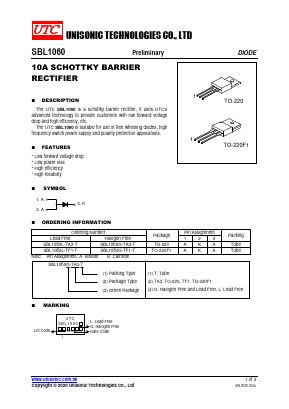 SBL1060 Datasheet PDF Unisonic Technologies