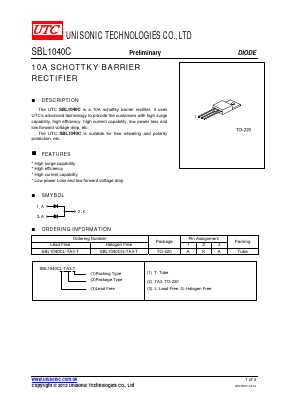 SBL1040C Datasheet PDF Unisonic Technologies