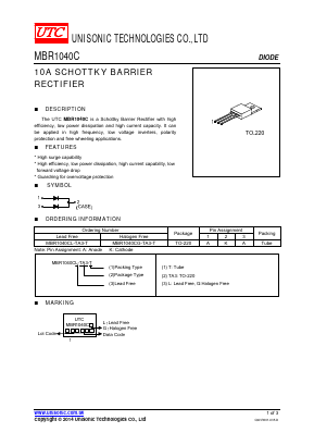 MBR1040C Datasheet PDF Unisonic Technologies