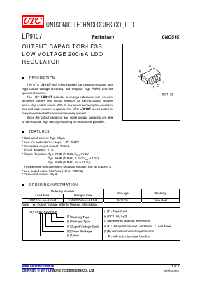 LR9107DL-18-AF5-R Datasheet PDF Unisonic Technologies