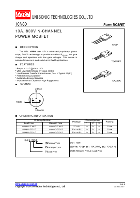 10N80 Datasheet PDF Unisonic Technologies