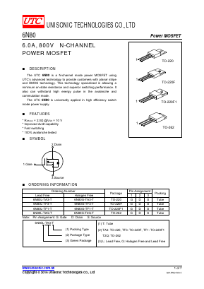 6N80 Datasheet PDF Unisonic Technologies