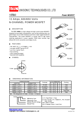 10N60 Datasheet PDF Unisonic Technologies