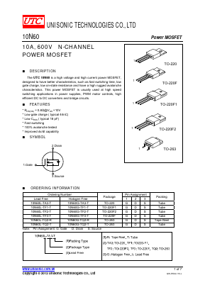 10N60L-TA3-T Datasheet PDF Unisonic Technologies