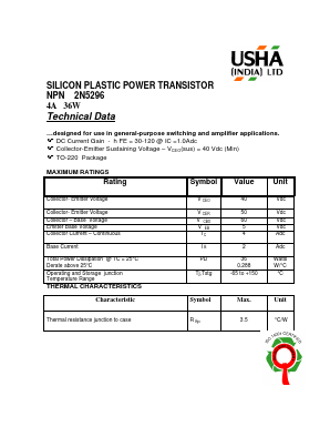 2N5296 Datasheet PDF Usha Ltd 