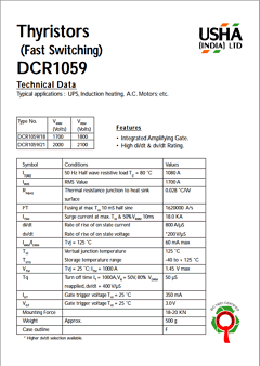 DCR1059/21 Datasheet PDF Usha Ltd 