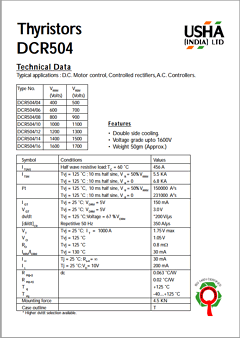 DCR504/06 Datasheet PDF Usha Ltd 