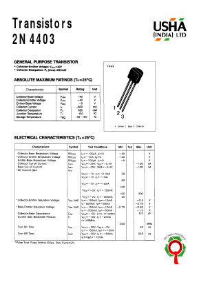 2N4403 Datasheet PDF Usha Ltd 