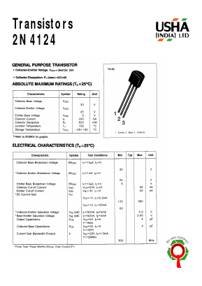 2N4124 Datasheet PDF Usha Ltd 
