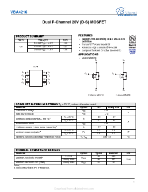 VBA4216 Datasheet PDF VBsemi Electronics Co.,Ltd