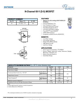 SN7002W Datasheet PDF VBsemi Electronics Co.,Ltd