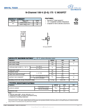 80N10L Datasheet PDF VBsemi Electronics Co.,Ltd