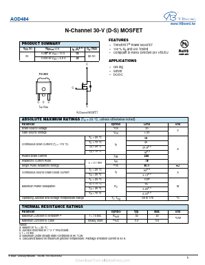 AOD484 Datasheet PDF VBsemi Electronics Co.,Ltd