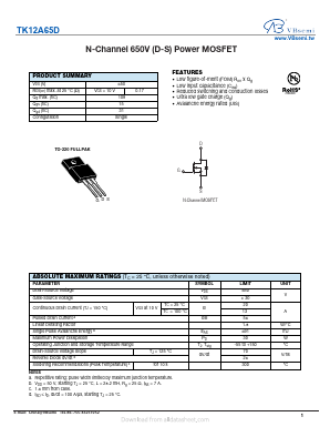 TK12A65D Datasheet PDF VBsemi Electronics Co.,Ltd