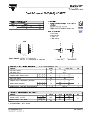 SI4925BDY Datasheet PDF Vishay Semiconductors