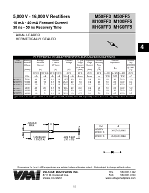 M100FFX Datasheet PDF Voltage Multipliers Inc