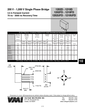 1202FD Datasheet PDF Voltage Multipliers Inc