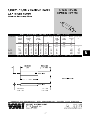 SP50S Datasheet PDF Voltage Multipliers Inc