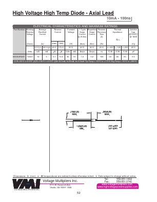 M160UFGHT Datasheet PDF Voltage Multipliers Inc