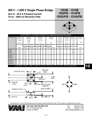 1502UFB Datasheet PDF Voltage Multipliers Inc