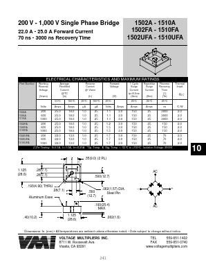 1502FA Datasheet PDF Voltage Multipliers Inc