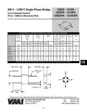 1206A Datasheet PDF Voltage Multipliers Inc