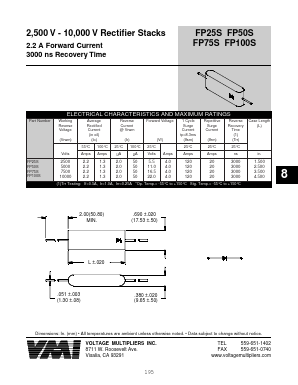 FP100S Datasheet PDF Voltage Multipliers Inc