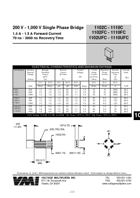 1102C Datasheet PDF Voltage Multipliers Inc