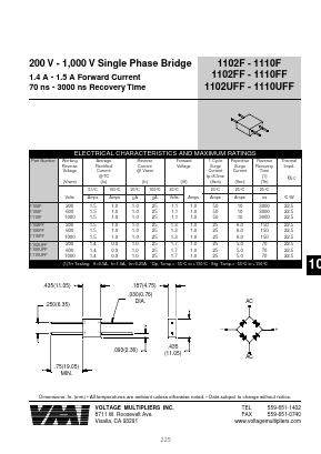 1110F Datasheet PDF Voltage Multipliers Inc