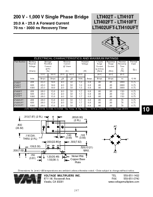LTI1410FT Datasheet PDF Voltage Multipliers Inc
