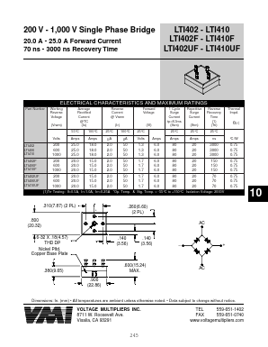 LTI1410UFT Datasheet PDF Voltage Multipliers Inc