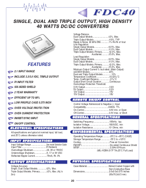 FDC40-24D15 Datasheet PDF Volgen Kaga Electronics Inc.