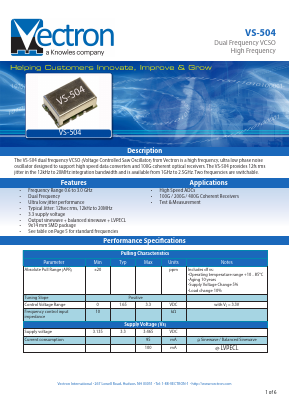 VS-504 Datasheet PDF Vectron International