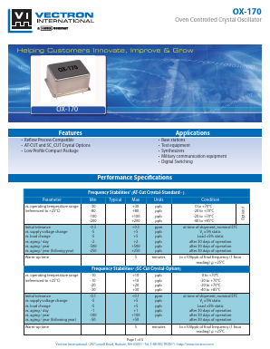 OX-1700-BEE-107 Datasheet PDF Vectron International