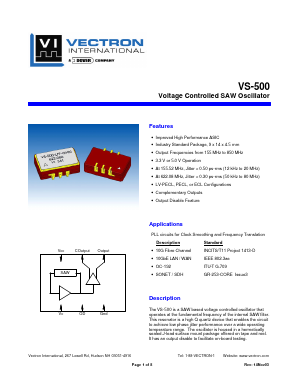 VS-500-KFF-HNN164.3555 Datasheet PDF Vectron International