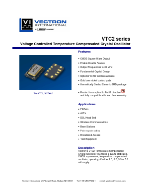 VTC2-H0CC-10M000 Datasheet PDF Vectron International