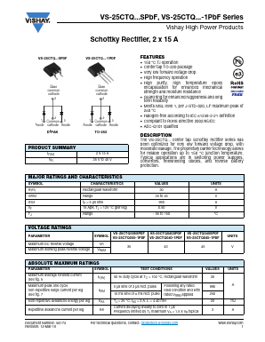 25CTQ040-1TRRPBF Datasheet PDF Vishay Semiconductors