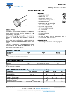 BPW21 Datasheet PDF Vishay Semiconductors