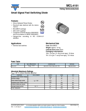MCL4151-TR Datasheet PDF Vishay Semiconductors