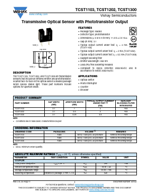 TCRT1010 Datasheet PDF Vishay Semiconductors