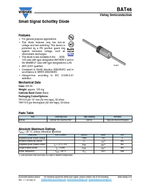 BAT46 Datasheet PDF Vishay Semiconductors