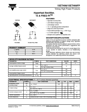 15ETH06FPPBF Datasheet PDF Vishay Semiconductors