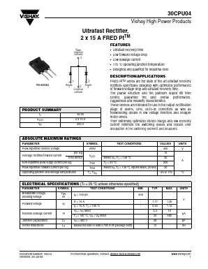 30CPU04PBF Datasheet PDF Vishay Semiconductors