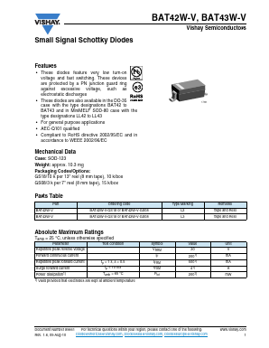 BAT42W-V-GS18 Datasheet PDF Vishay Semiconductors