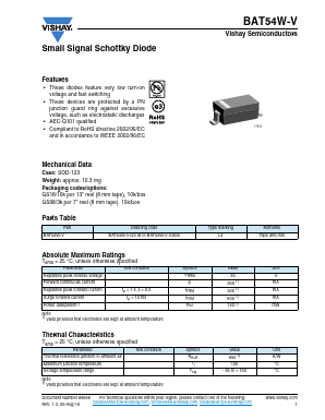 BAT54W-V-GS18 Datasheet PDF Vishay Semiconductors