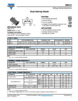 BB814-2-GS08 Datasheet PDF Vishay Semiconductors